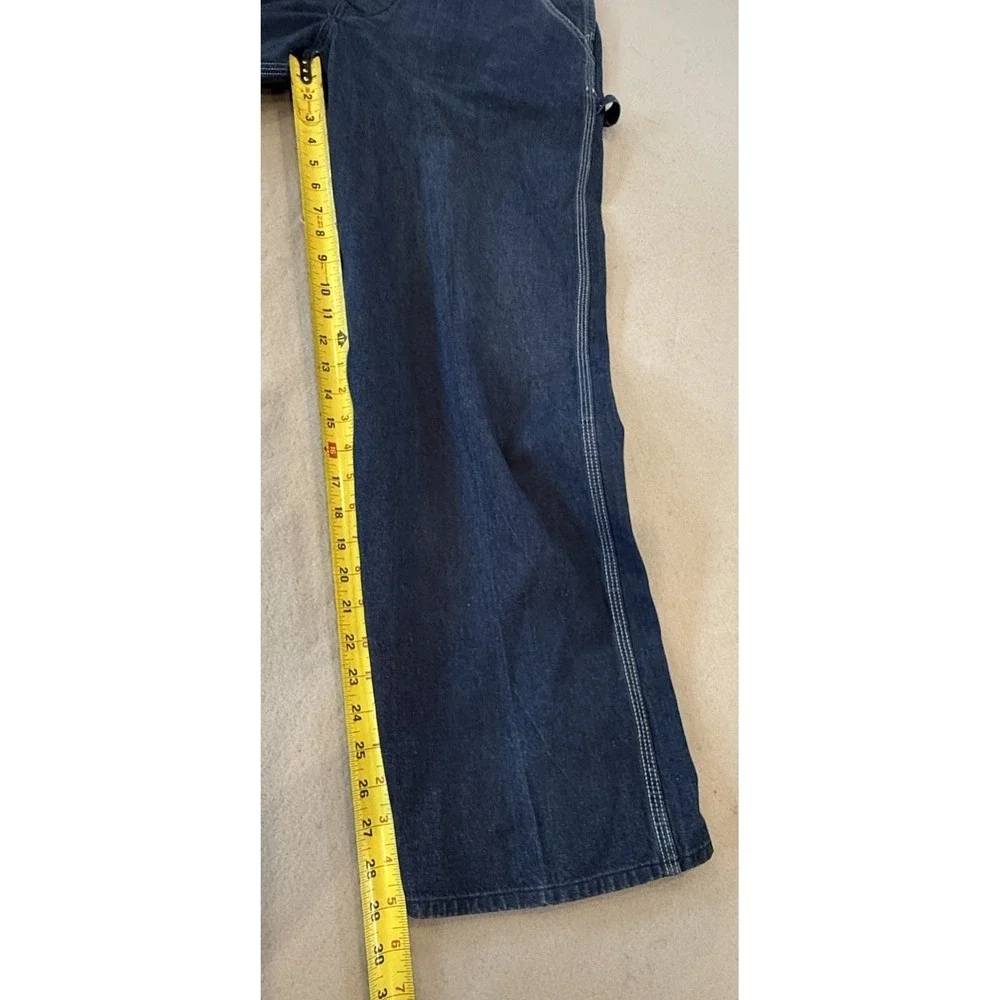 VTG Big Yank Denim Overalls 38x30 USA Made 70s Workwear Red Stitch Button fly - Picture 12 of 14
